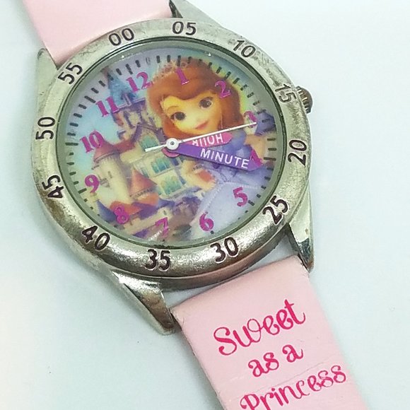 Disney Other - Teach Time - Disney Princess Castle Pink Leather Band Child Girl Ladies Watch